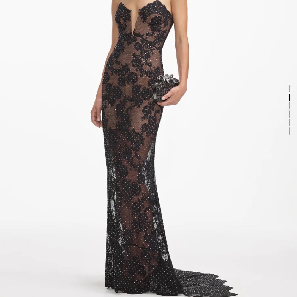 Self Portrait Rhinestone Lace Maxi Dress